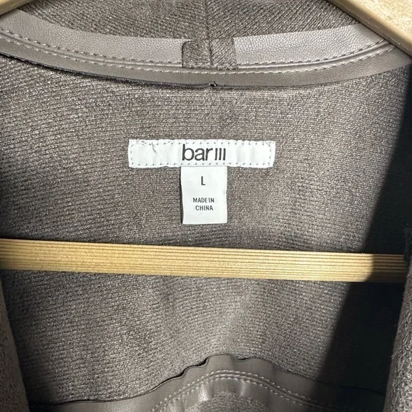 Bar III | Taupe Faux Leather Draped Moto Jacket | Zipper | Size L - Picture 5 of 7